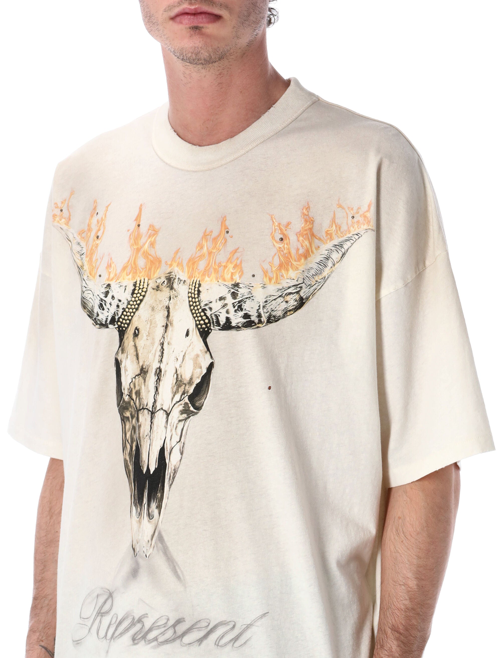 Represent British Cowboys T-Shirt Washed Ecru Cotton