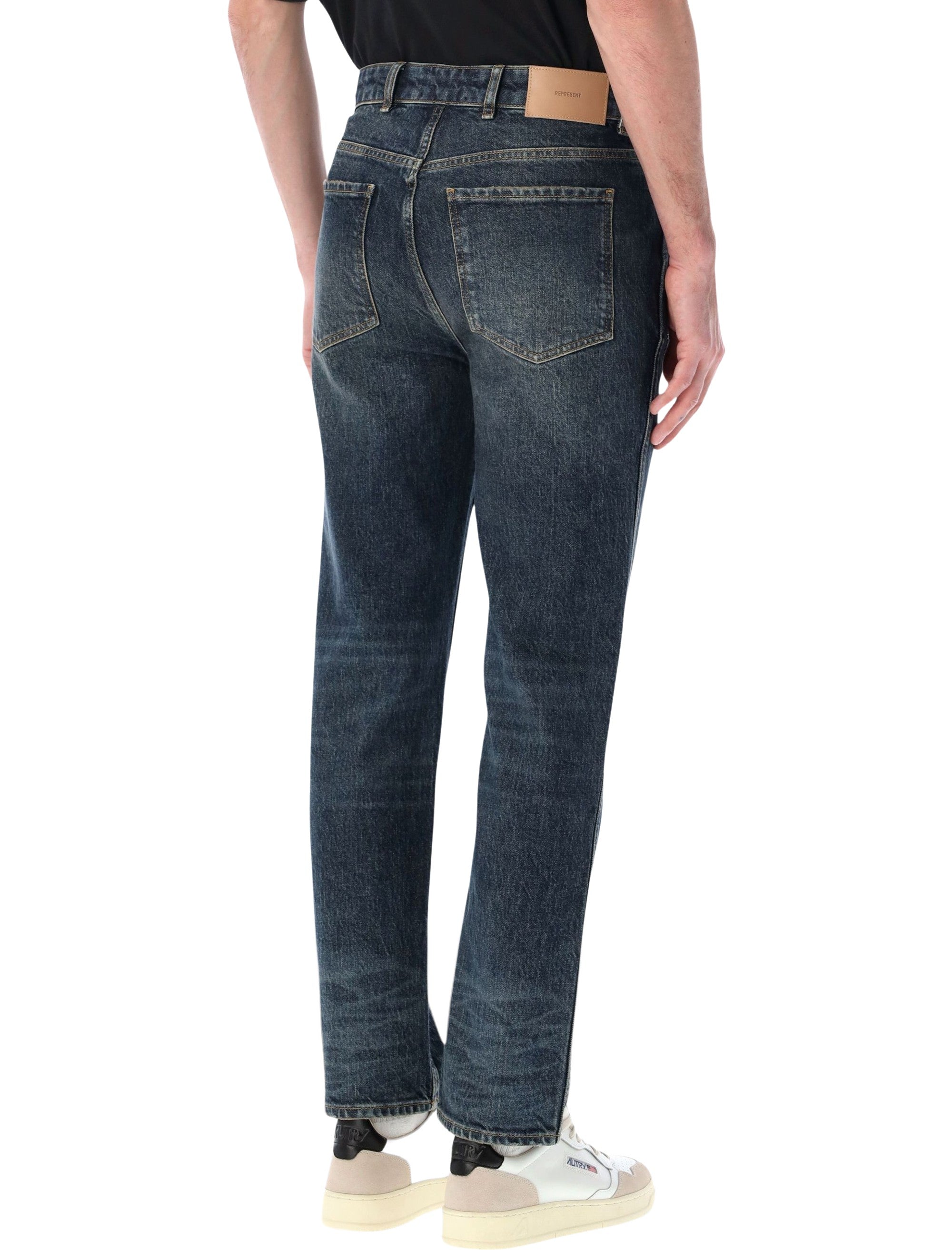 Represent R2 straight leg denim jeans Blue Marble Cotton