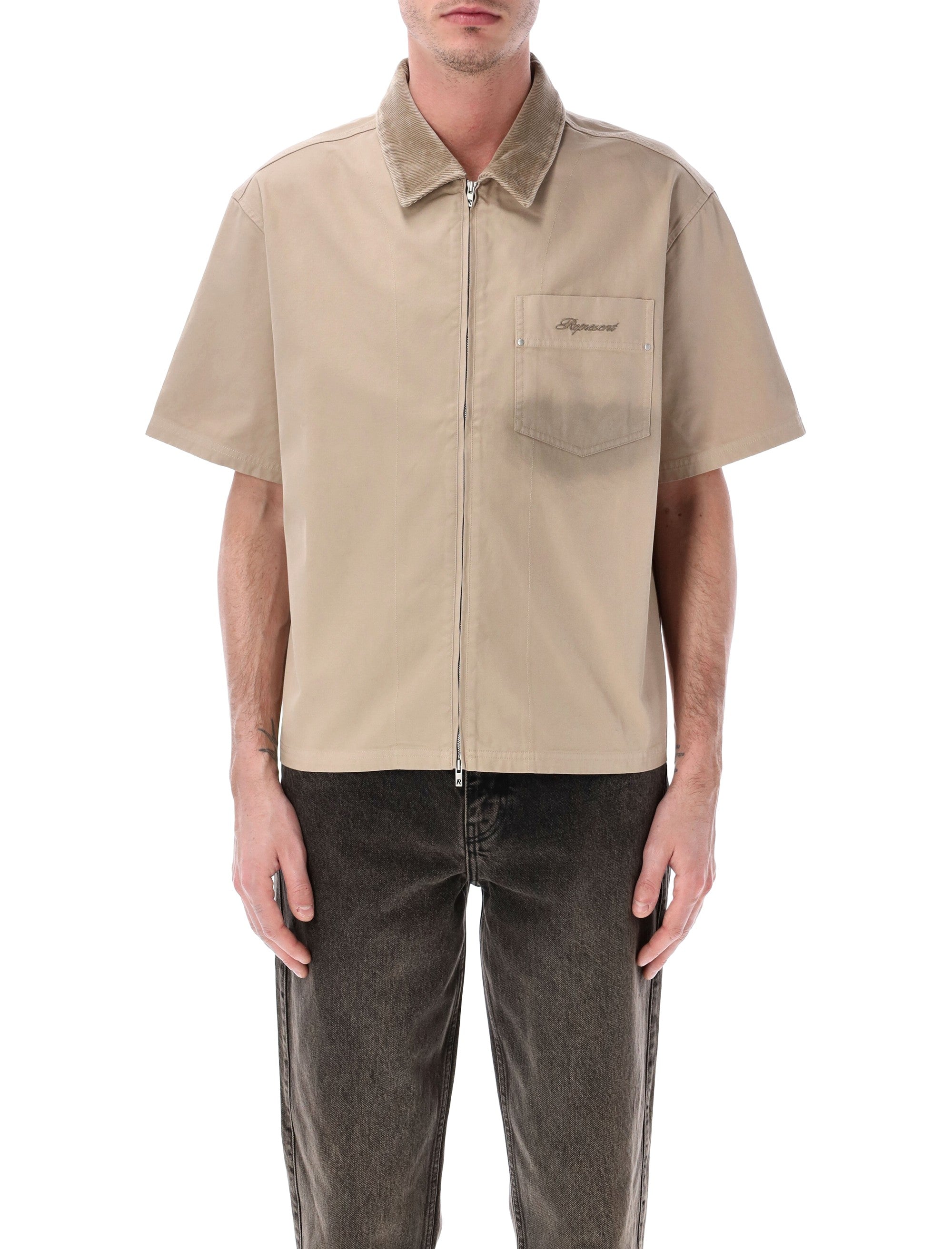 Represent Cotton Ramona Zipped Shirt Vintage Khaki