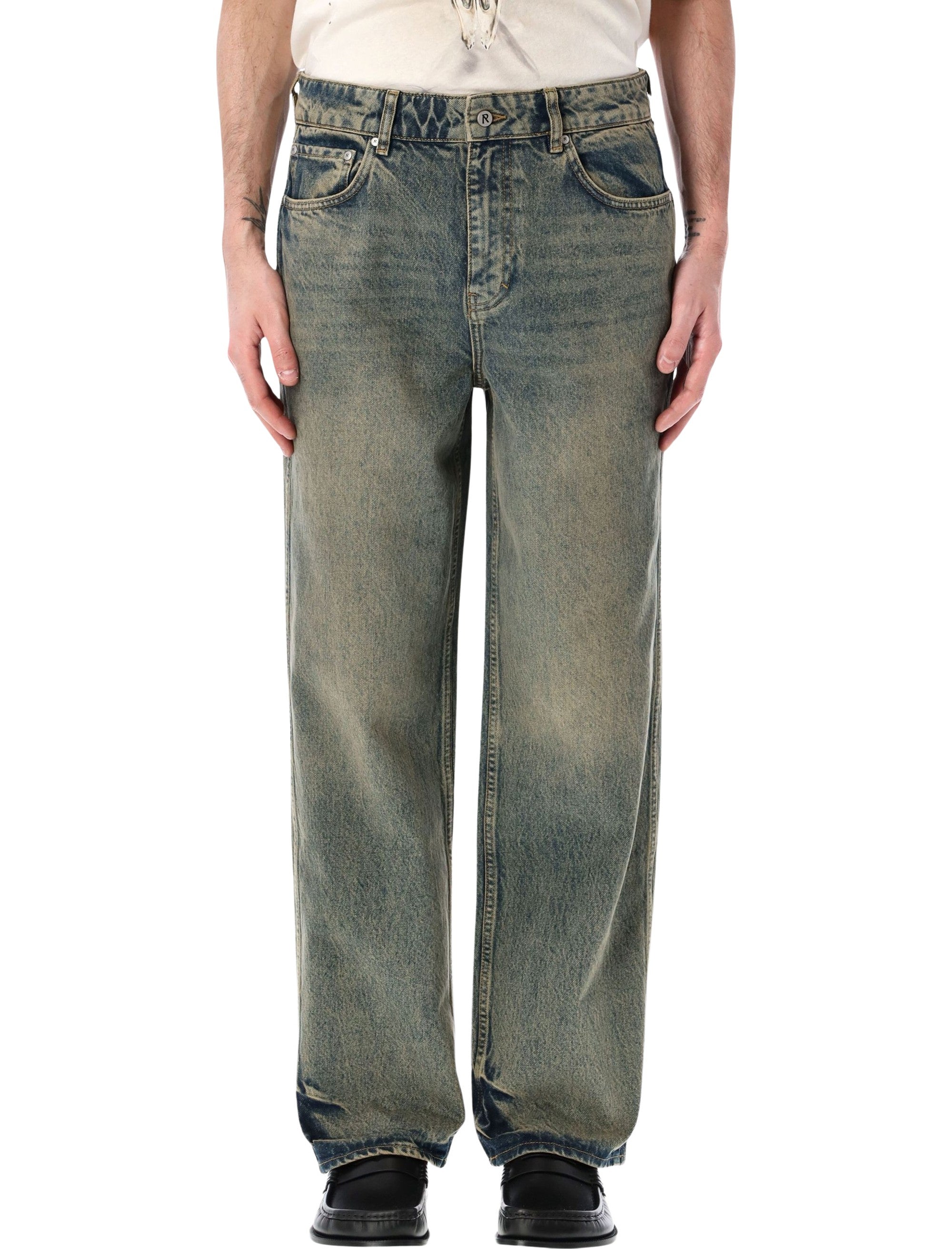 Represent R3 Baggy Denim Jeans Blue Cream Cotton