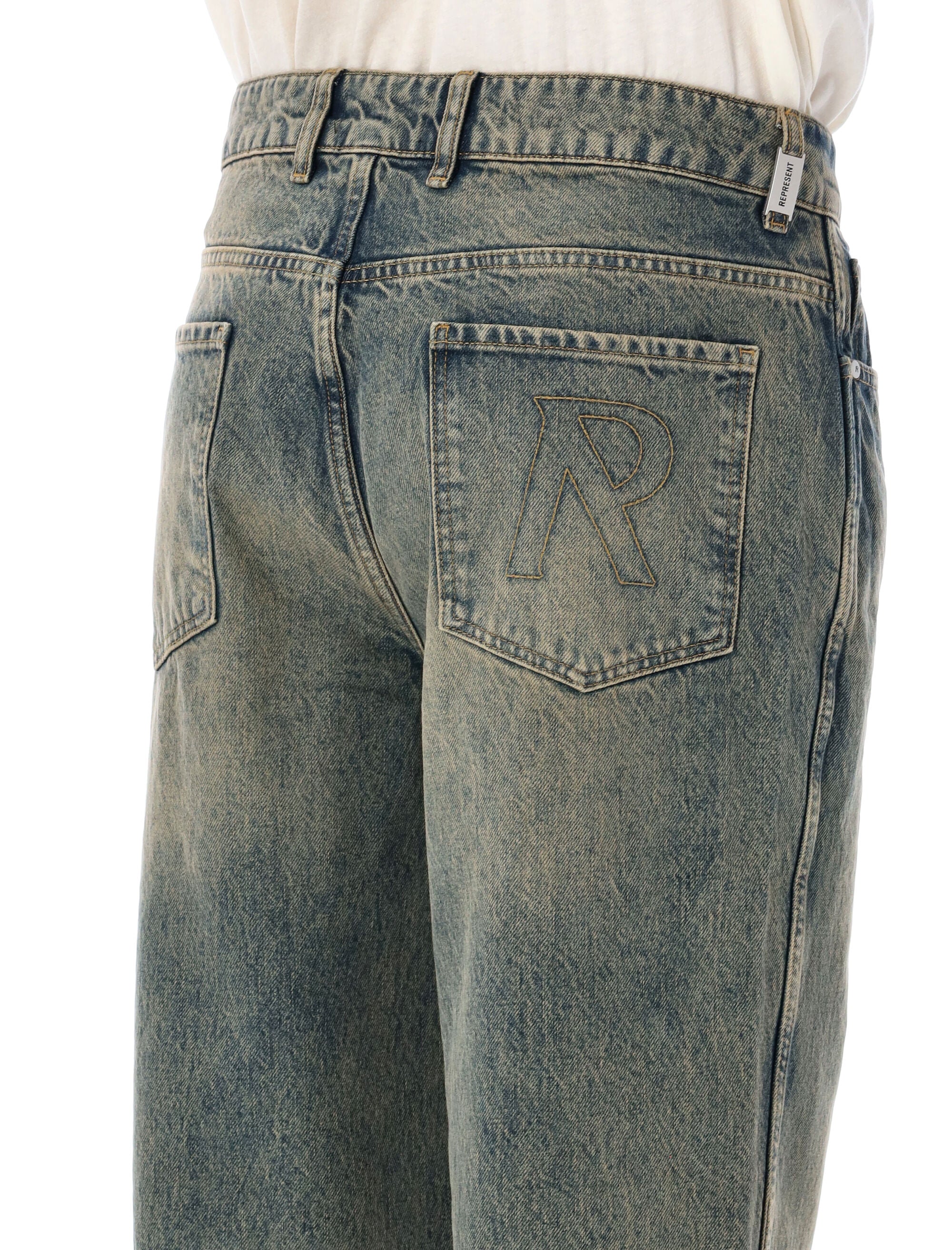 Represent R3 Baggy Denim Jeans Blue Cream Cotton