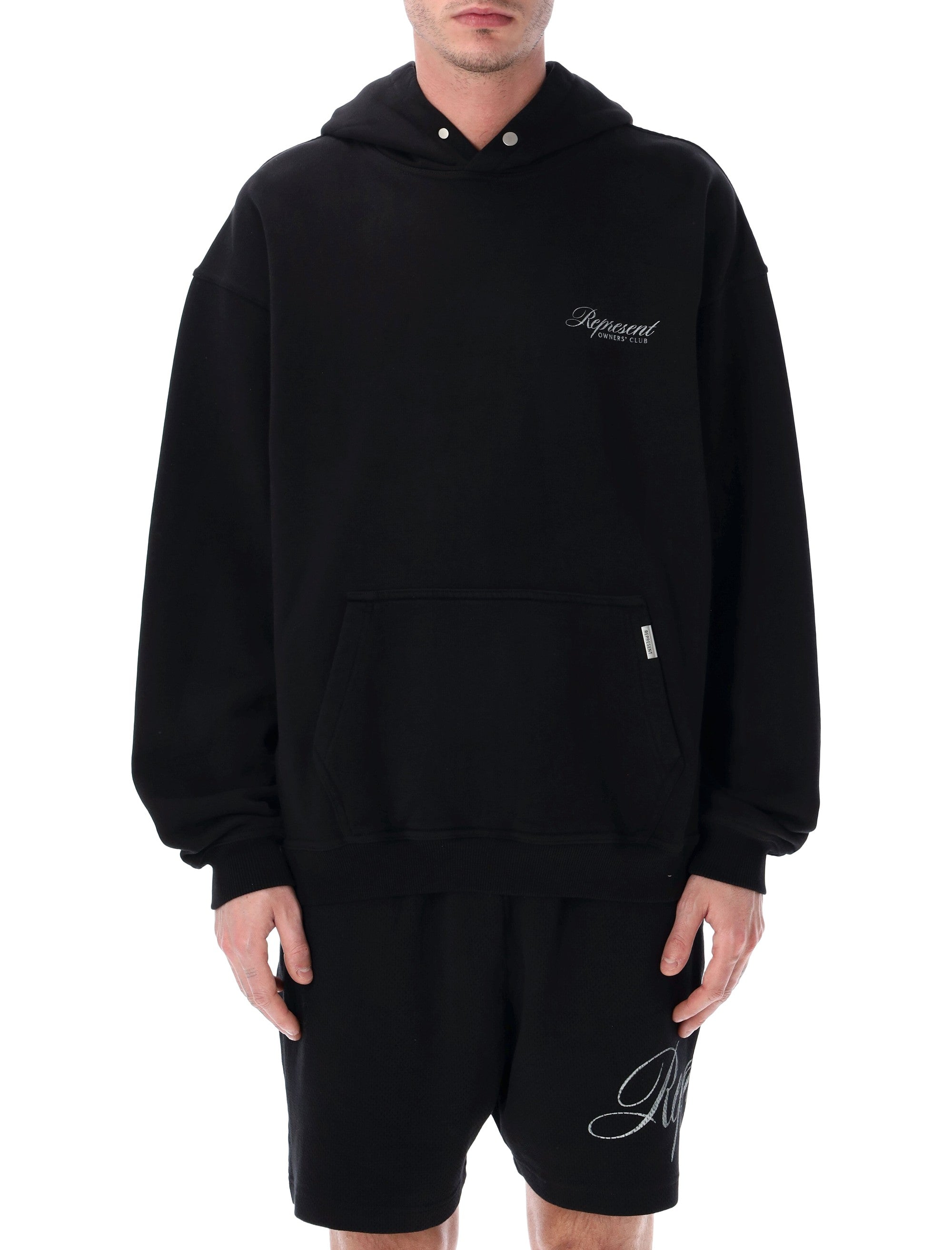 Represent Owners Club script hoodie Black Cotton Rib Sweatshirt
