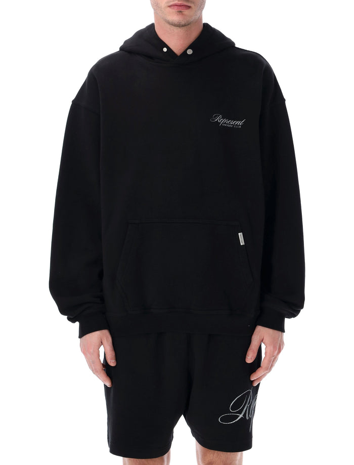 Represent Owners Club script hoodie Black Cotton Rib Sweatshirt