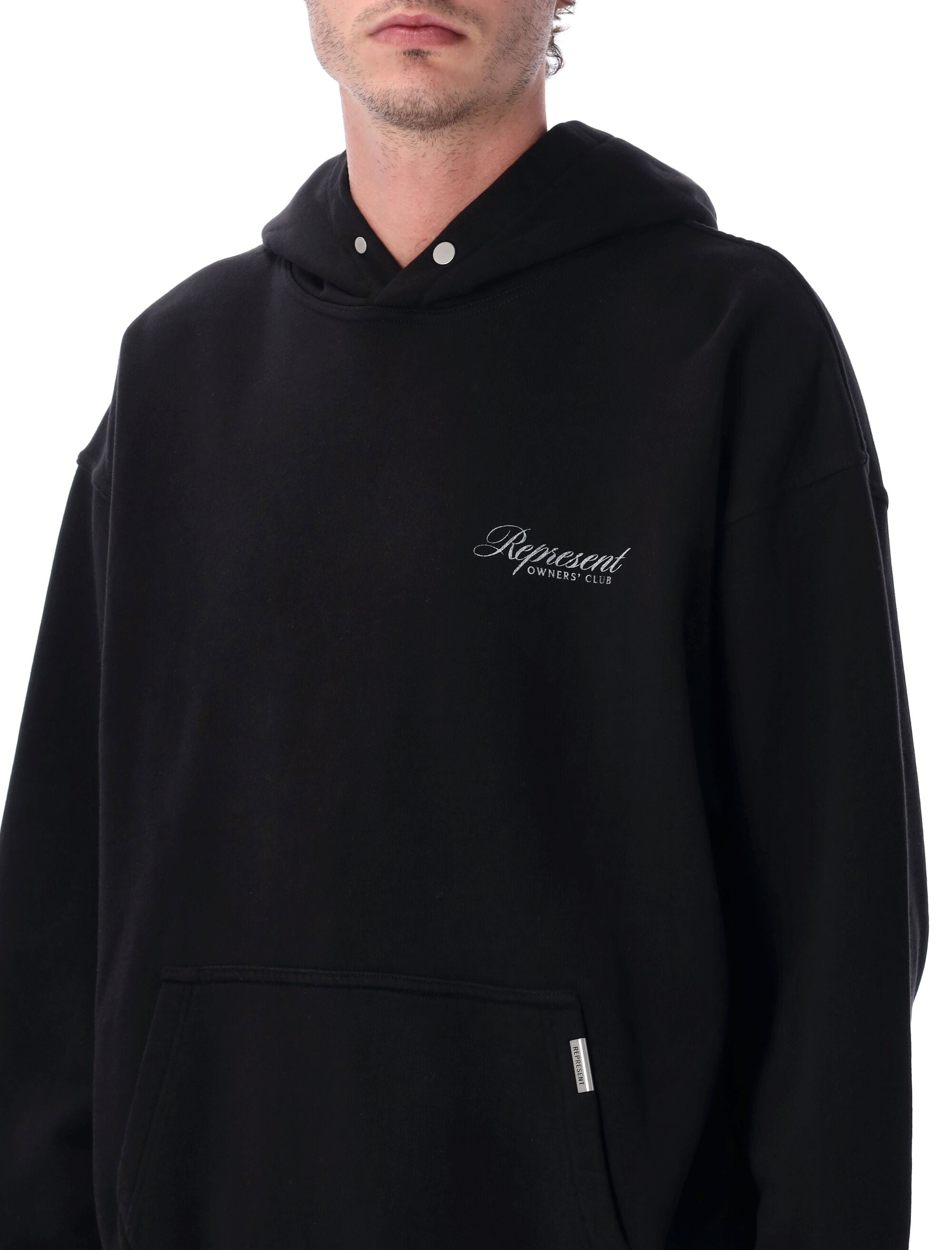 Represent Owners Club script hoodie Black Cotton Rib Sweatshirt