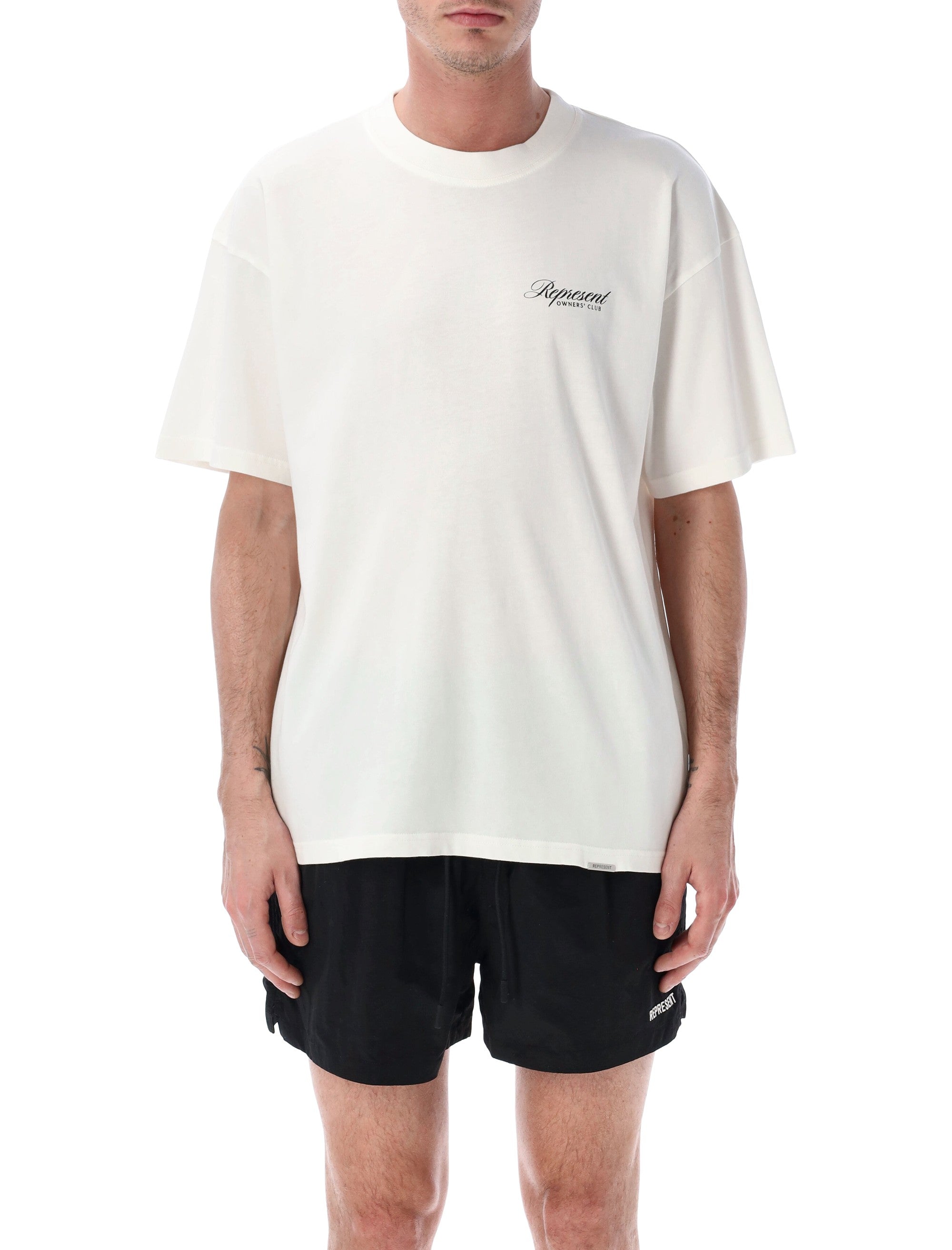 Represent Owners Club Script T-shirt Flat White Cotton