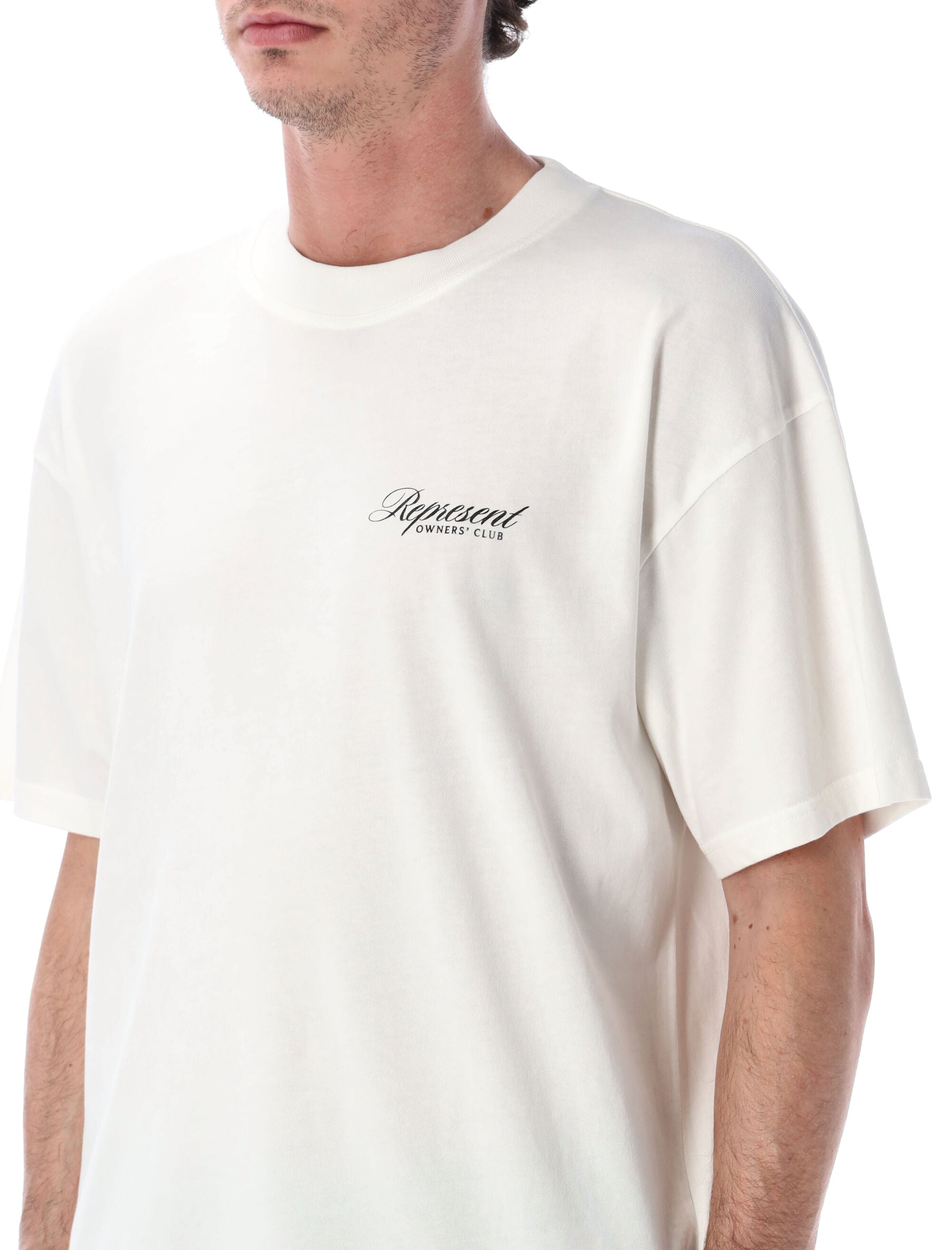 Represent Owners Club Script T-shirt Flat White Cotton