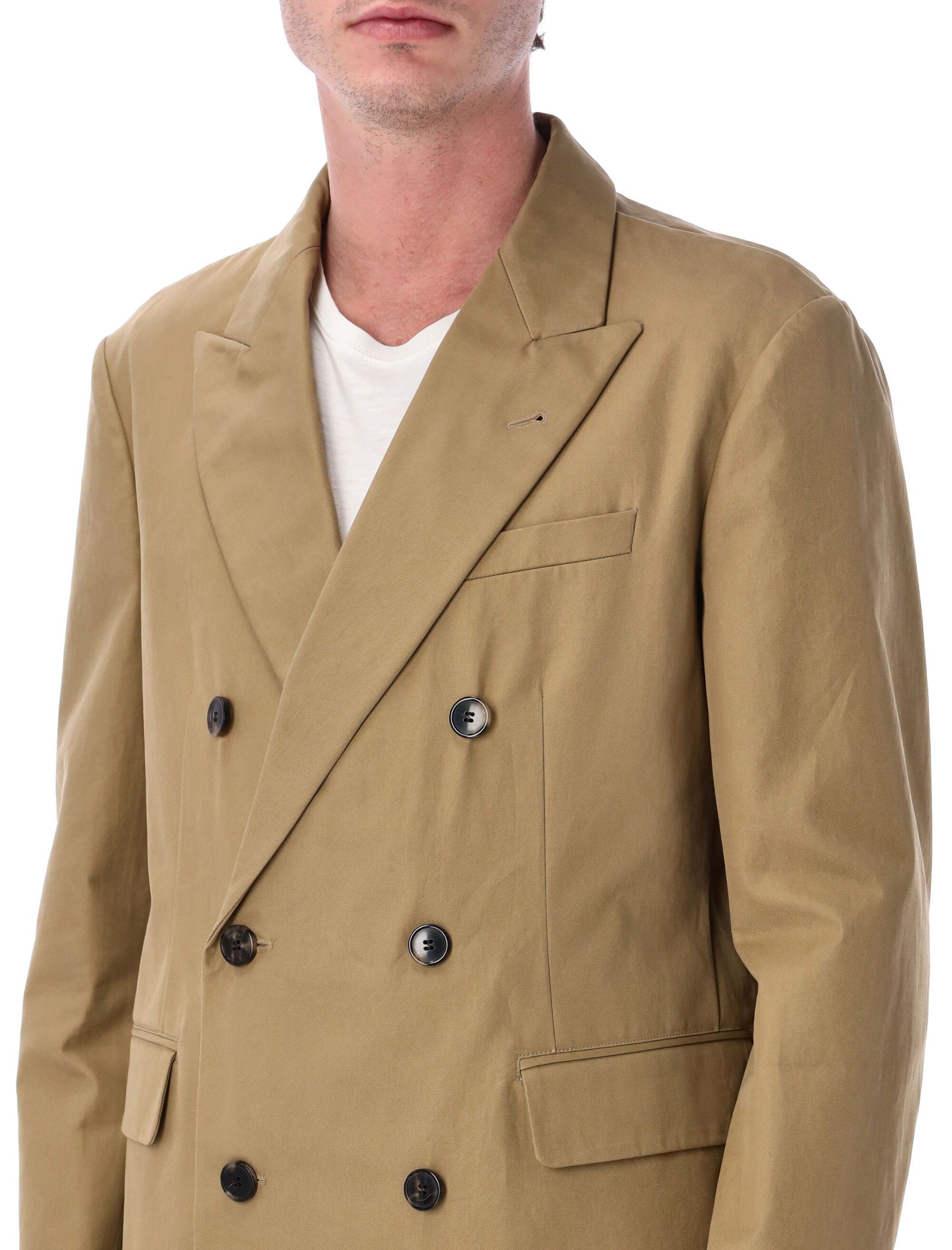 Dries Van Noten Balto double-breasted jacket Camel Cotton Lining Blazer