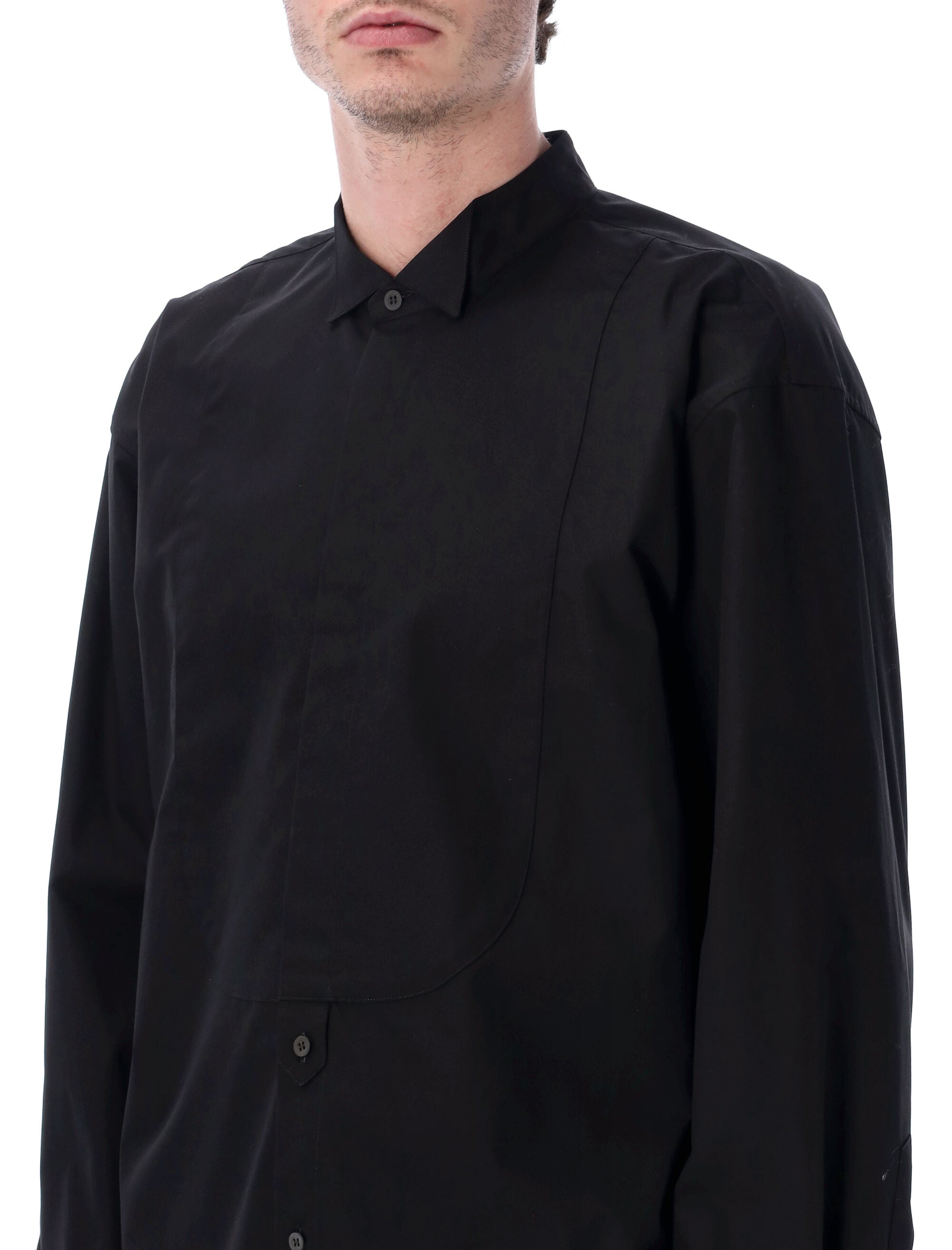 Dries Van Noten loose fit Tuxedo shirt Black Cotton