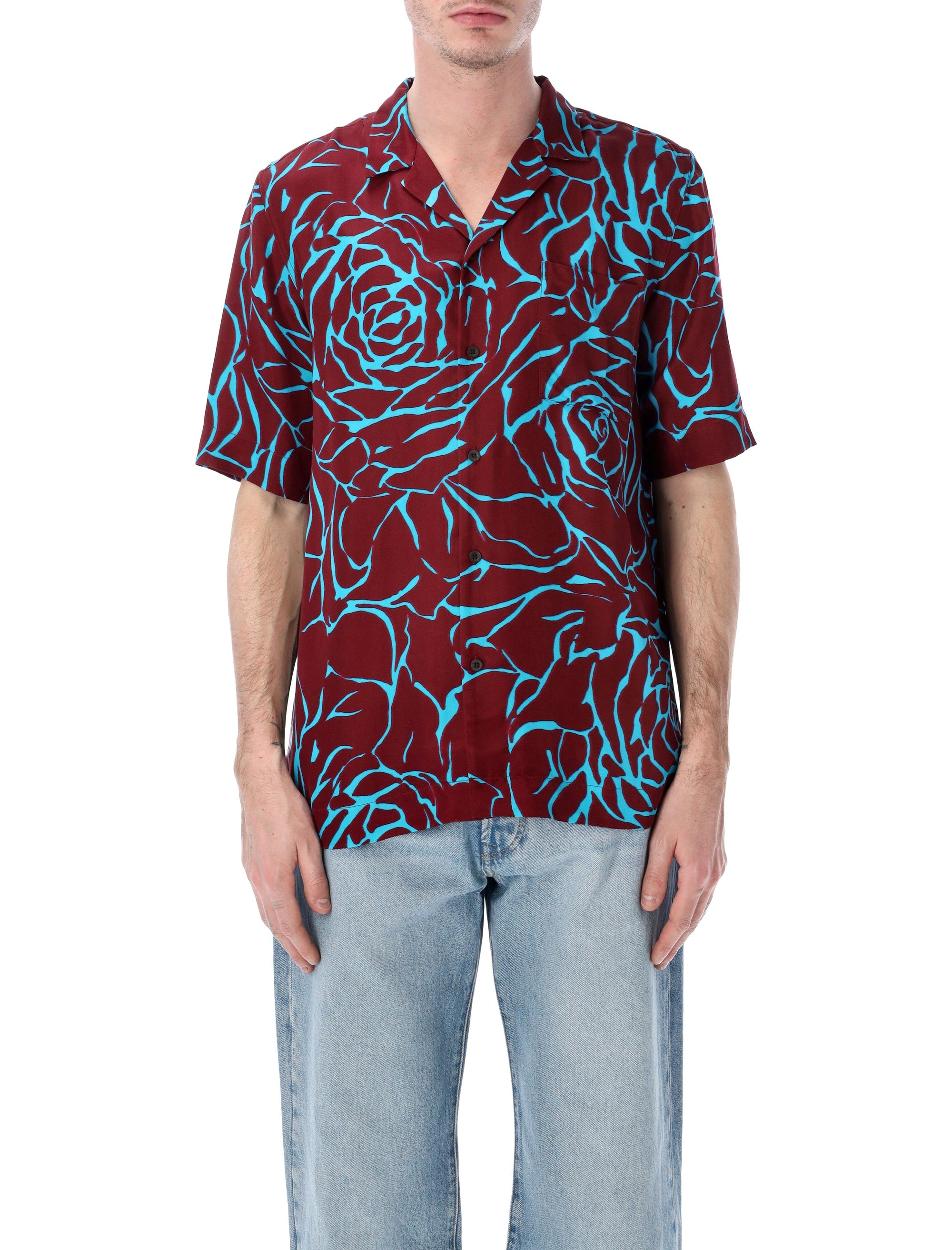 Dries Van Noten Carltone boxy shirt Burgundy Viscose