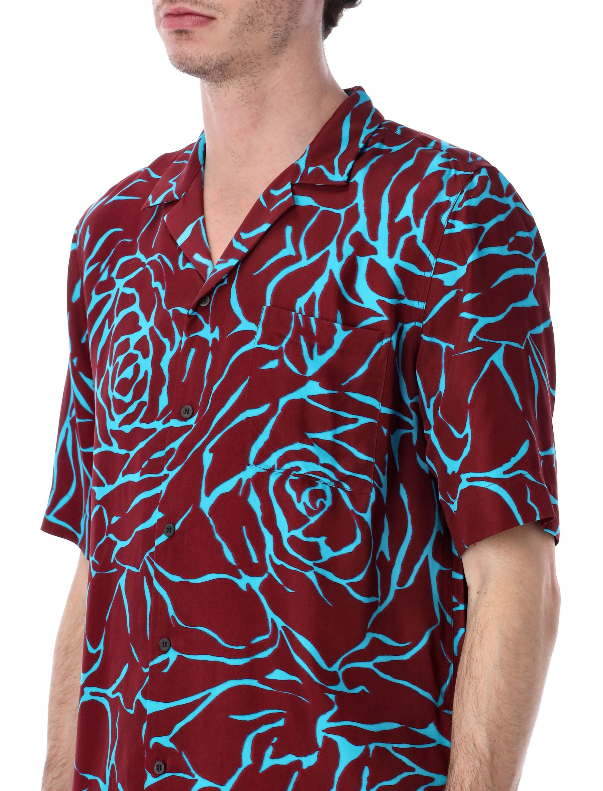 Dries Van Noten Carltone boxy shirt Burgundy Viscose