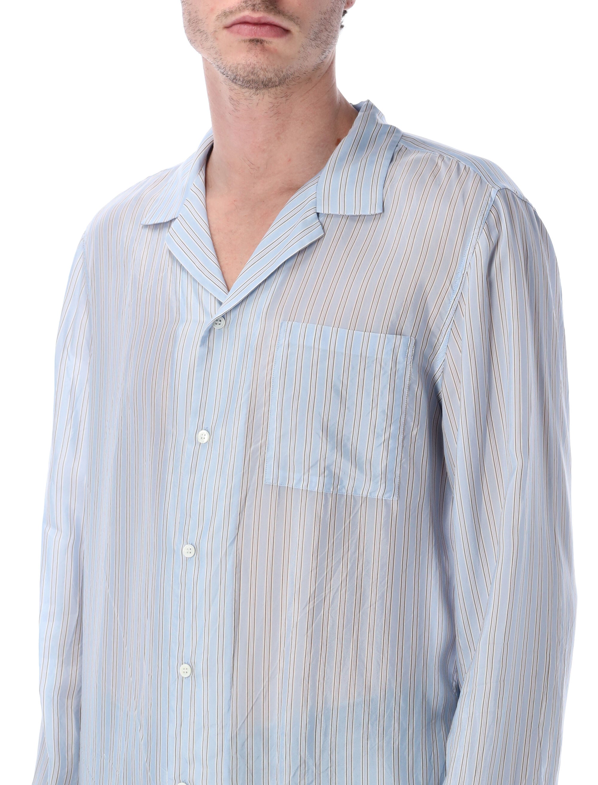 Dries Van Noten Cartly striped shirt Light Blue Cupro