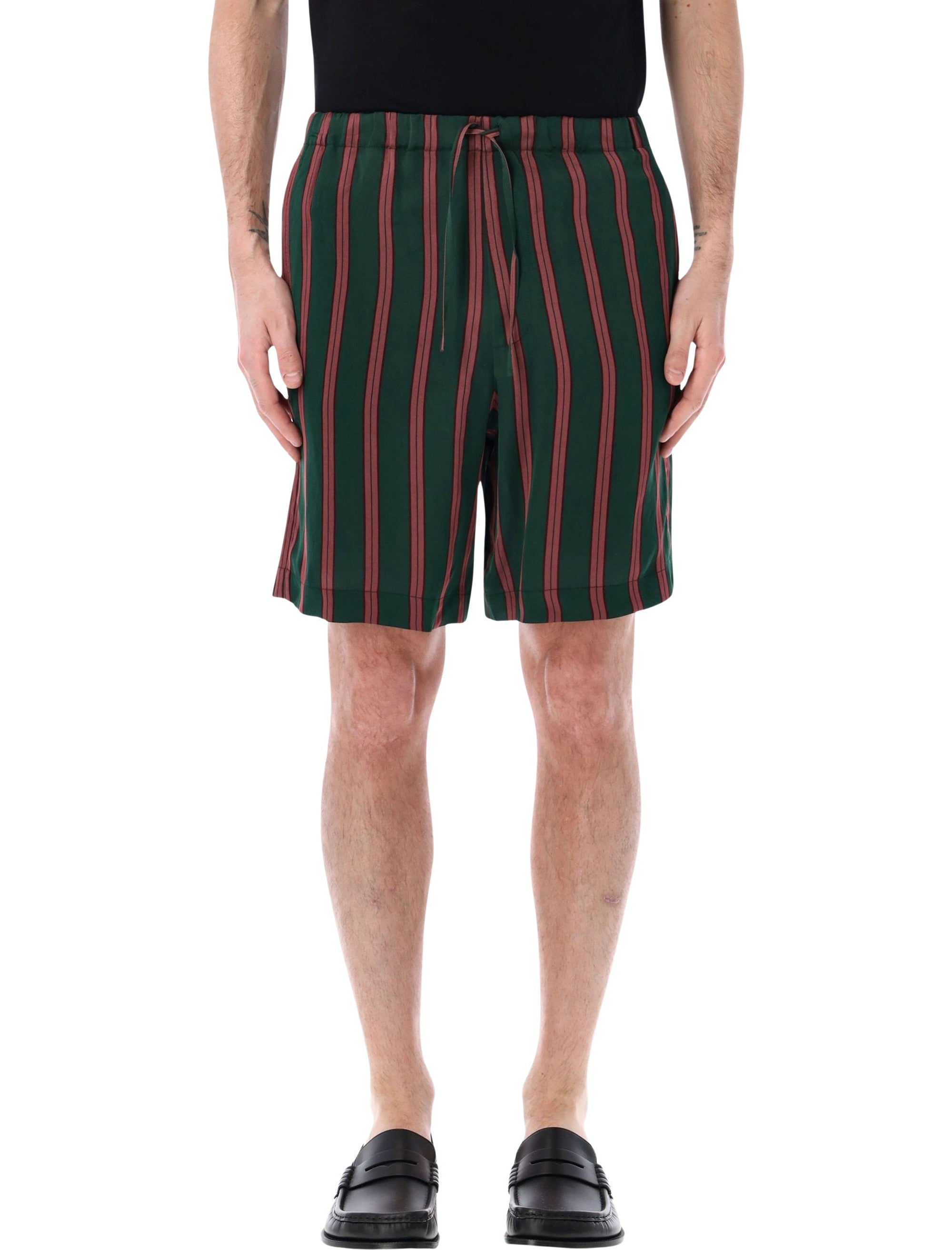 Dries Van Noten Piperi striped bermuda shorts Bottle Viscose