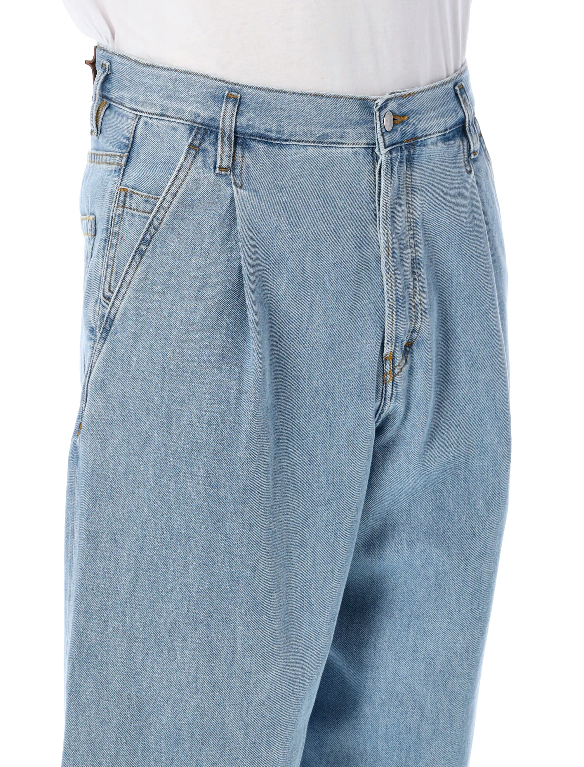 Dries Van Noten pleated wide jeans Light Blue Cotton