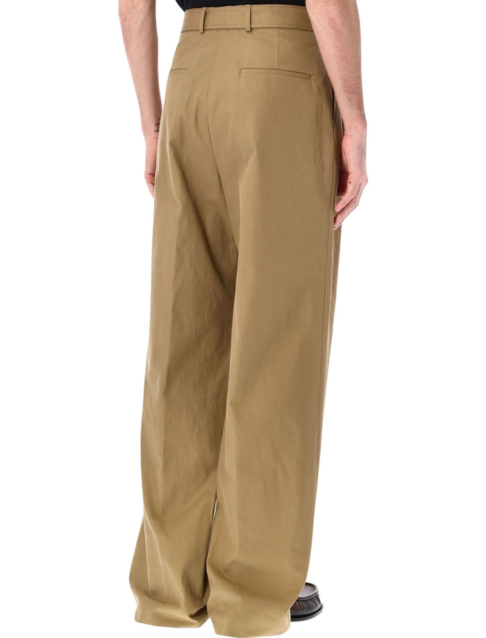 Dries Van Noten wide leg pants with belt Camel Cotton