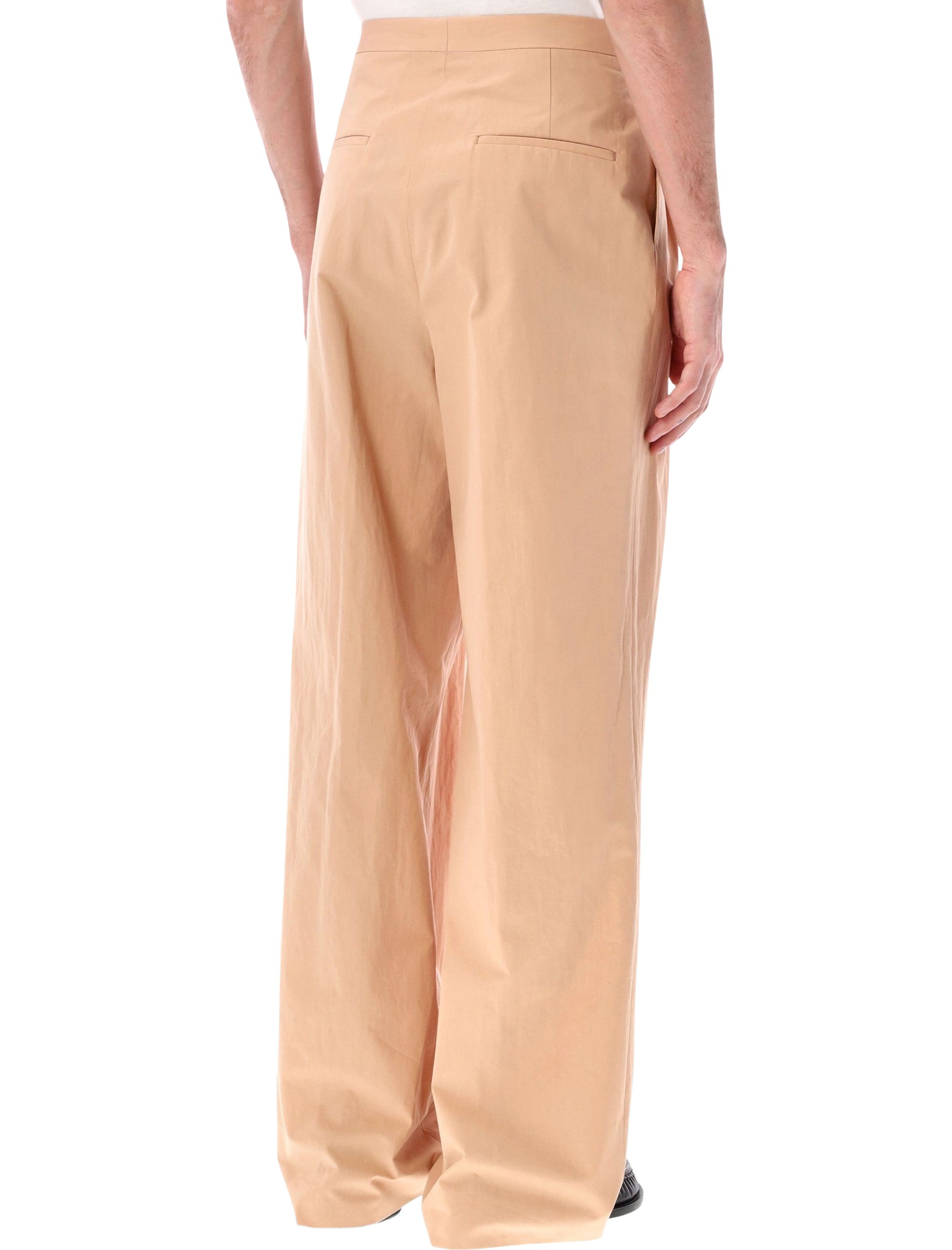 Dries Van Noten pleated cotton poplin pants Peach