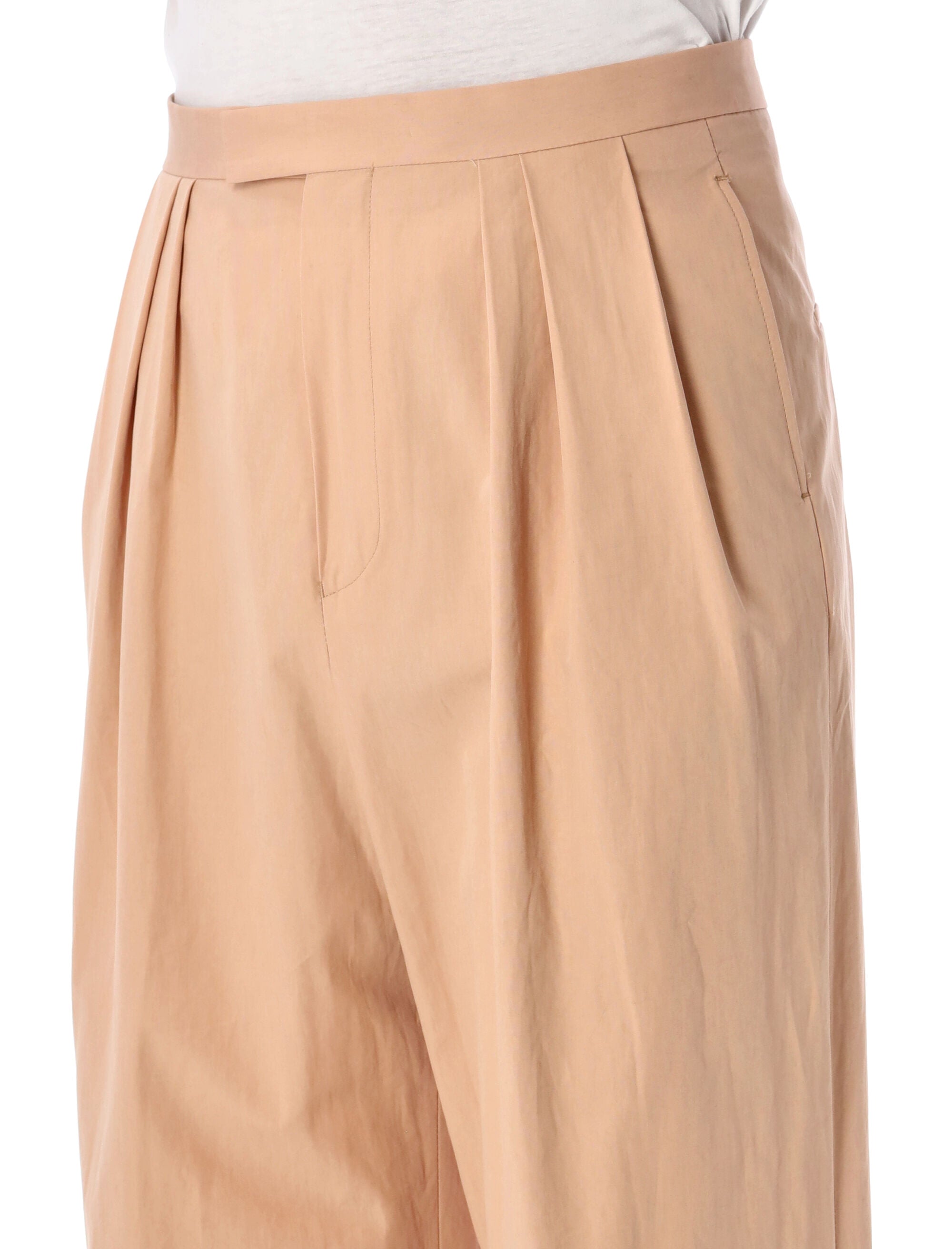 Dries Van Noten pleated cotton poplin pants Peach