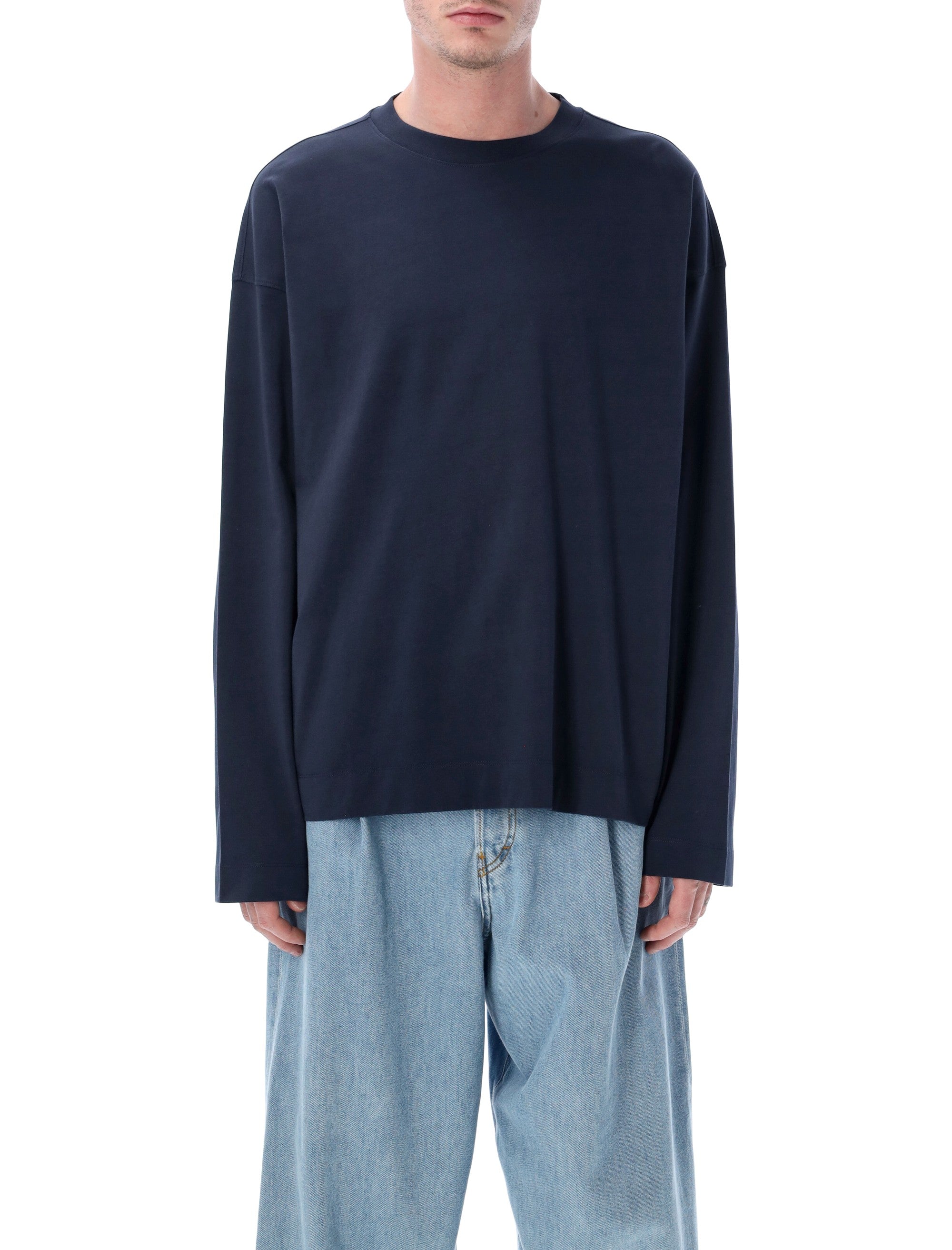 Dries Van Noten long-sleeved t-shirt Navy Cotton Tshirt