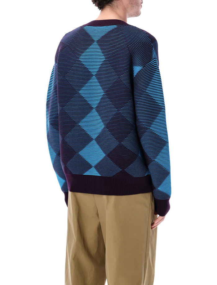Dries Van Noten argyle sweater Turquoise Merino Wool