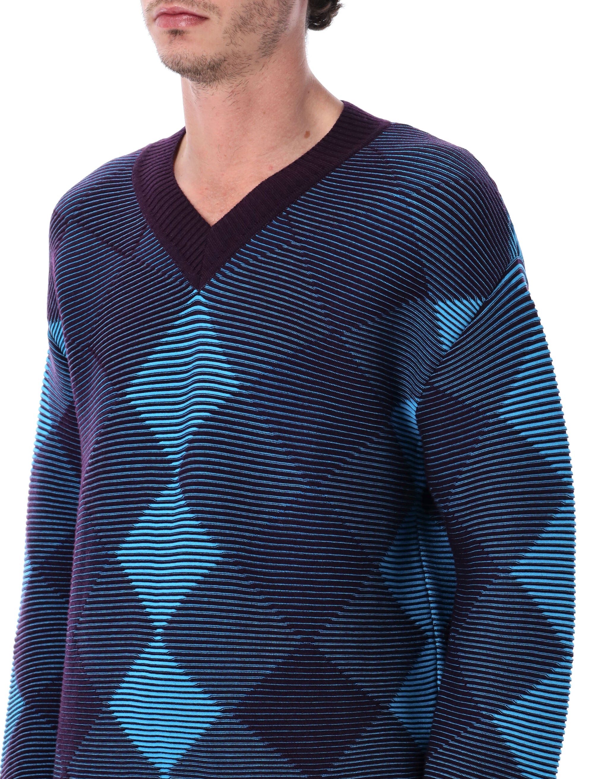 Dries Van Noten argyle sweater Turquoise Merino Wool