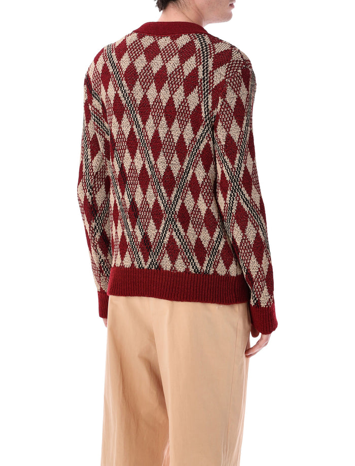 Dries Van Noten Macramé polo sweater Burgundy Viscose