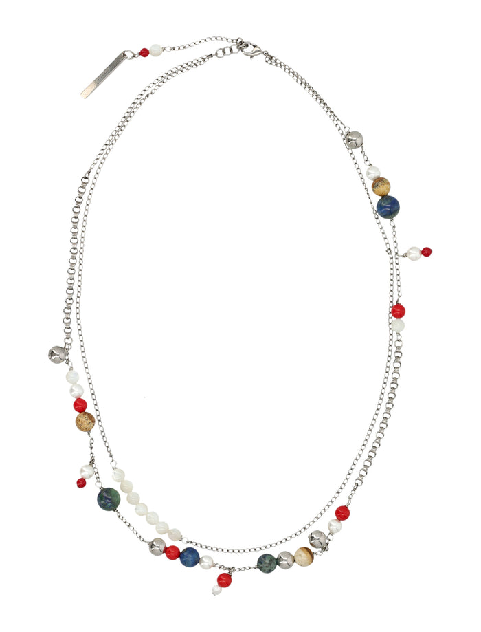 Dries Van Noten pearl stone necklace Multi Brass