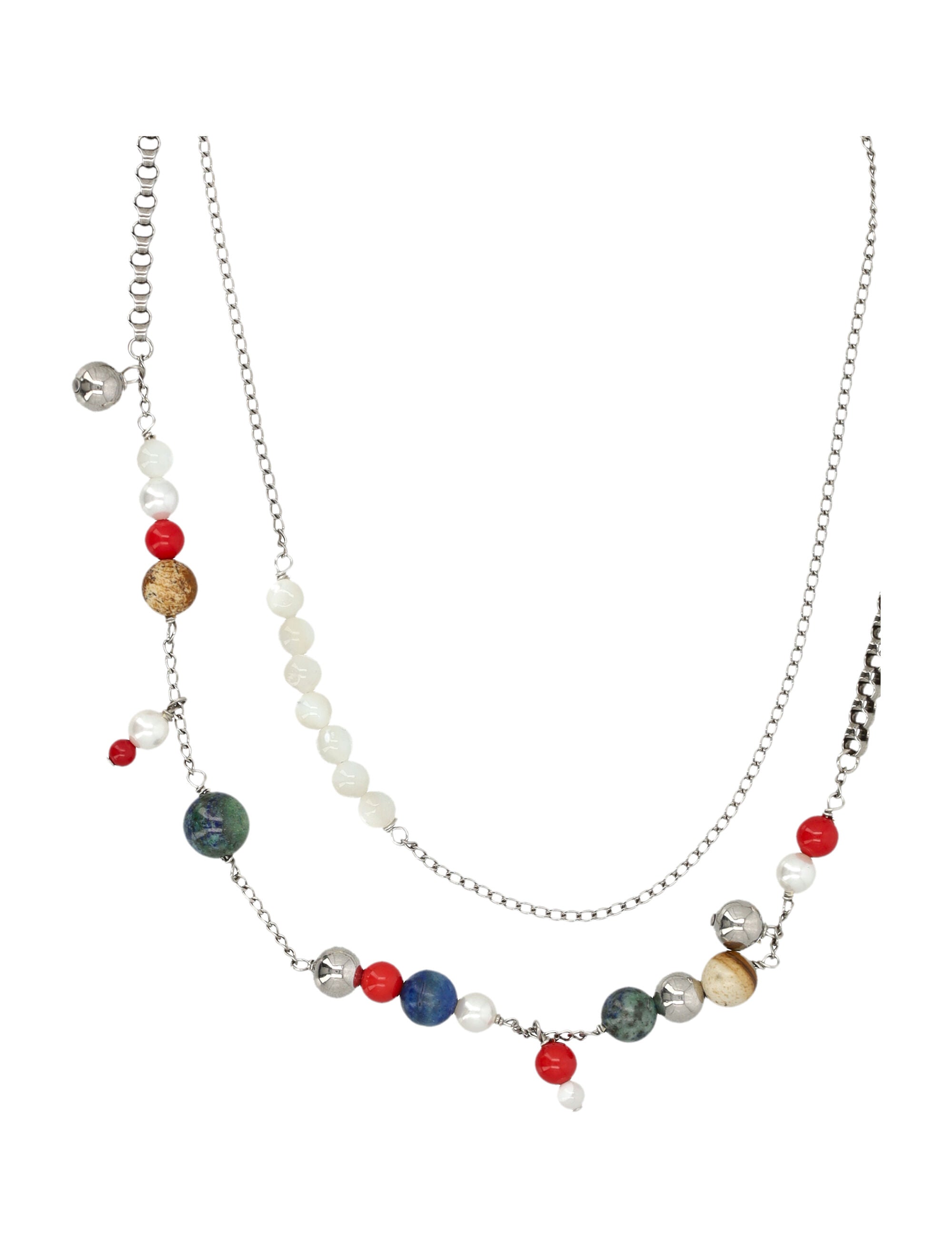 Dries Van Noten pearl stone necklace Multi Brass