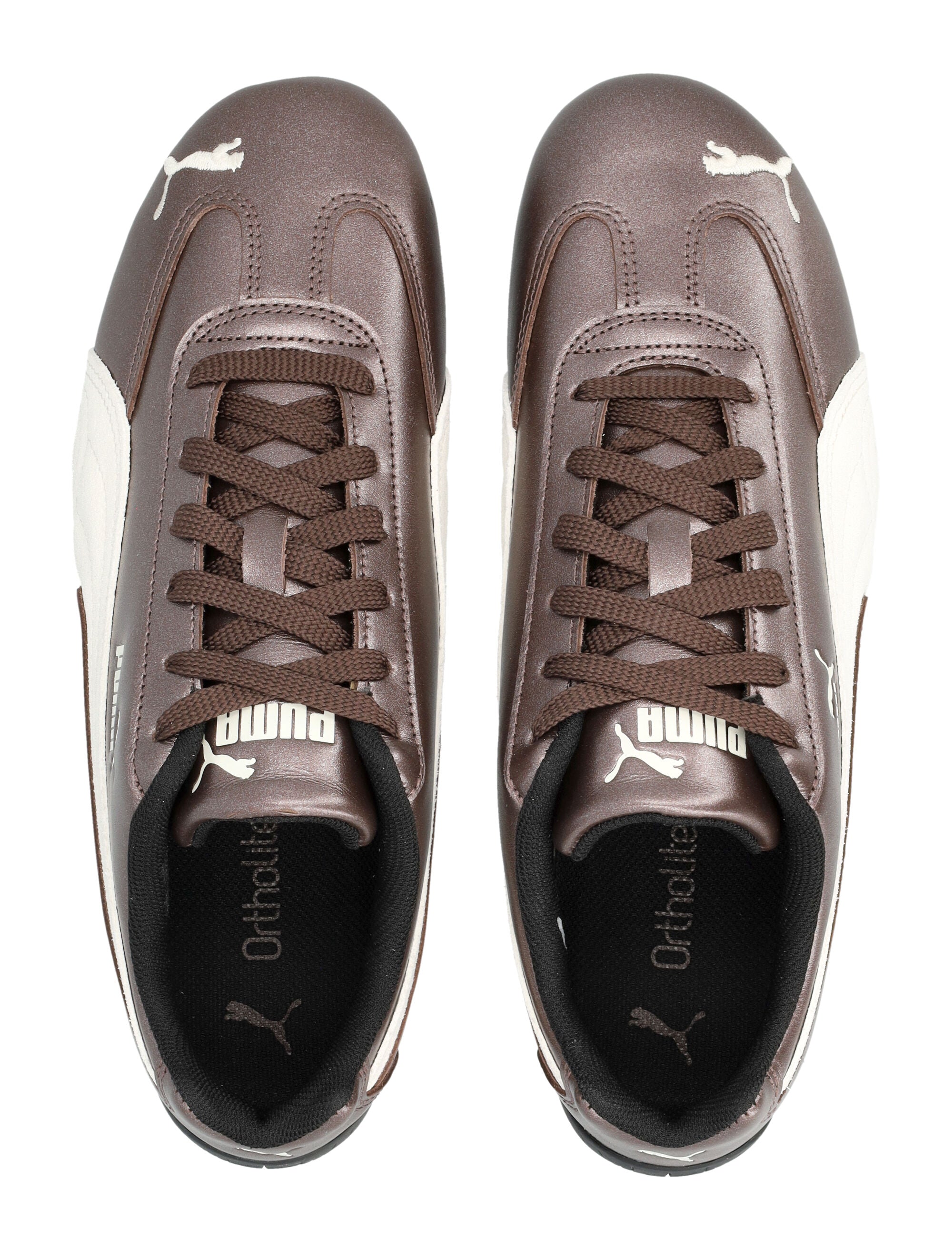 Puma Speedcat Metallic Leather Sneakers Warm Brown White Sole