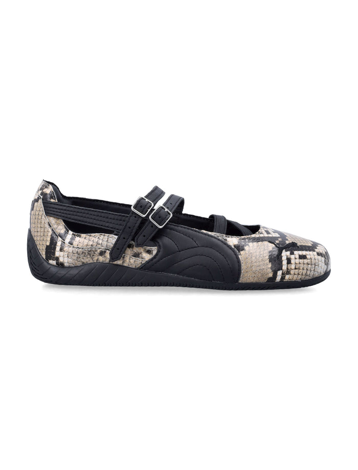 Puma Speedcat Snake Print Womans Ballet Flats Black Upper Sneaker