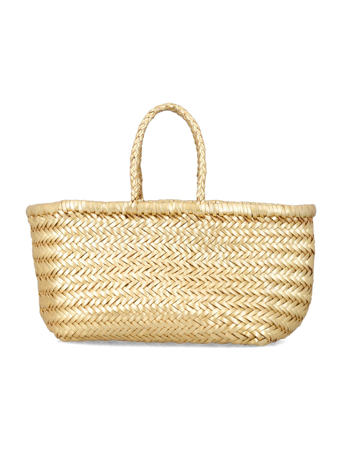 Dragon Diffusion Bamboo Triple Jump Small Bag Gold Calf Leather Tote