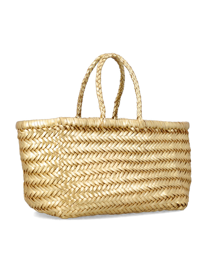 Dragon Diffusion Bamboo Triple Jump Small Bag Gold Calf Leather Tote