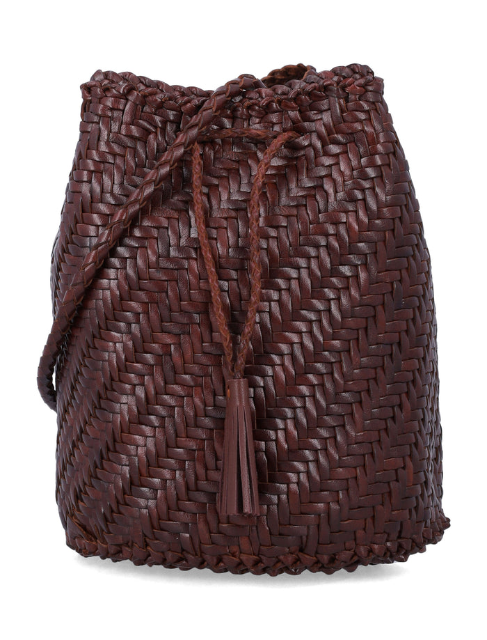 Dragon Diffusion Pompon Double Jamp Bruciato Calf Leather Shoulder Bag
