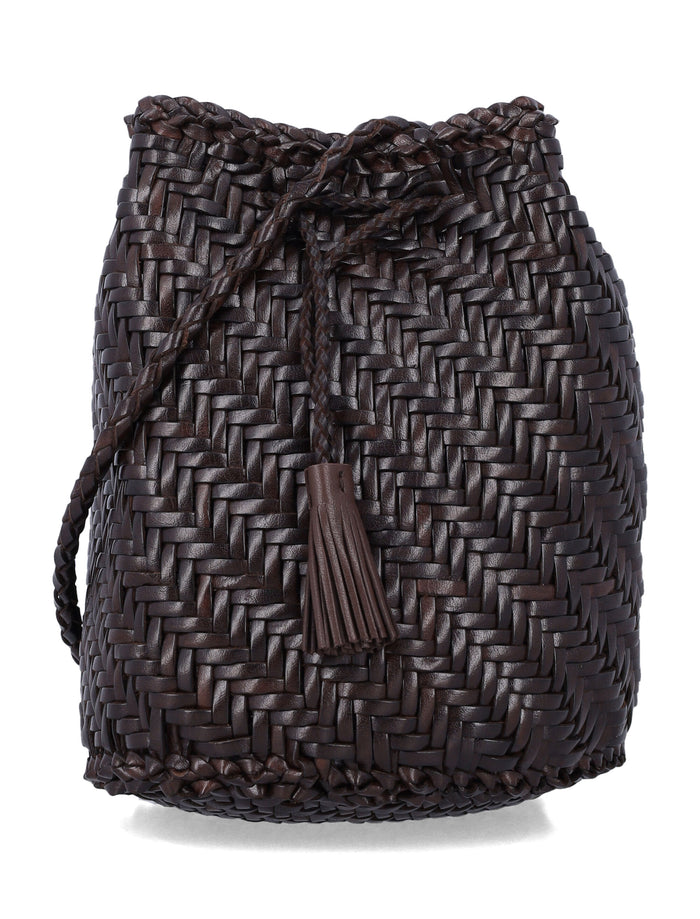 Dragon Diffusion Pompon Double Jamp Dark Brown Calf Leather Shoulder Bag