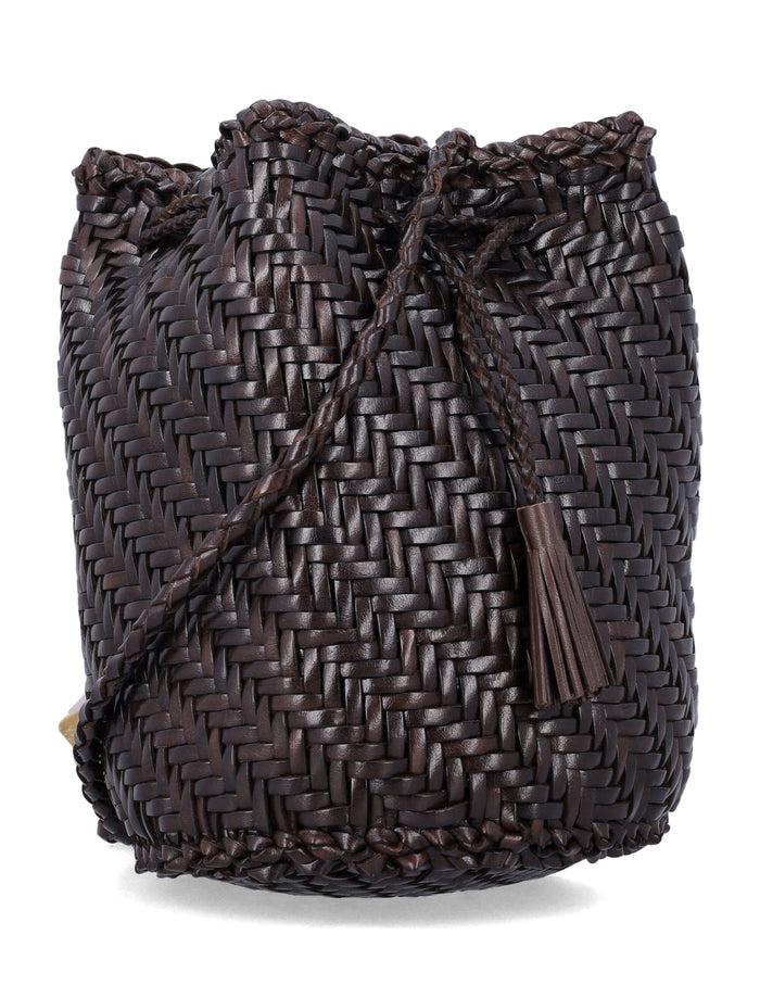 Dragon Diffusion Pompon Double Jamp Dark Brown Calf Leather Shoulder Bag