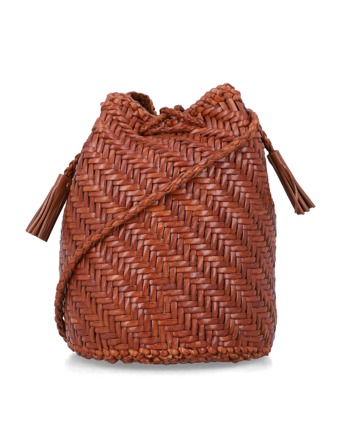 Dragon Diffusion Pompon Double Jamp Tan Calf Leather Shoulder Bag