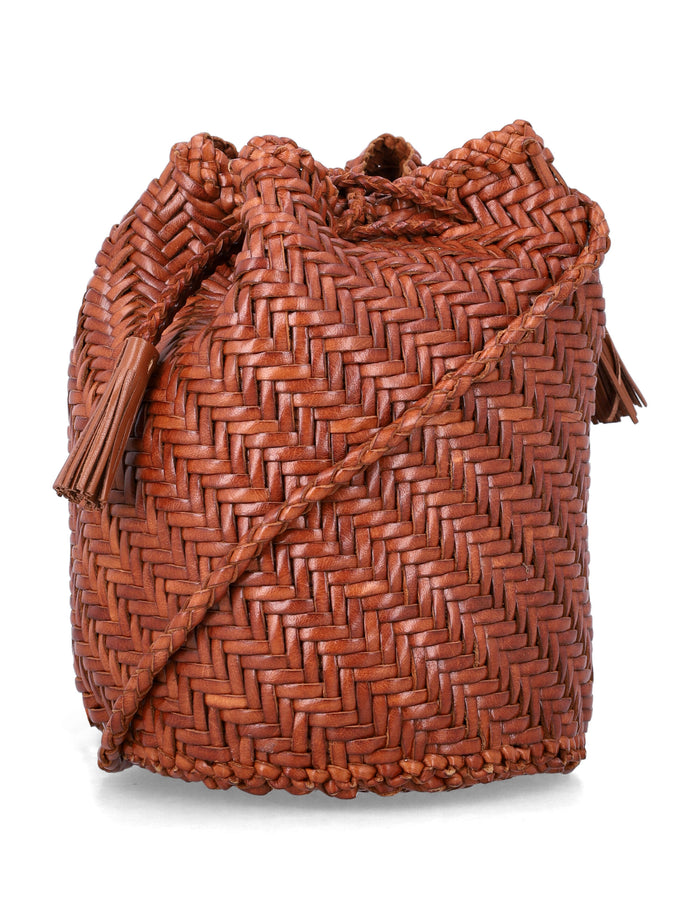 Dragon Diffusion Pompon Double Jamp Tan Calf Leather Shoulder Bag