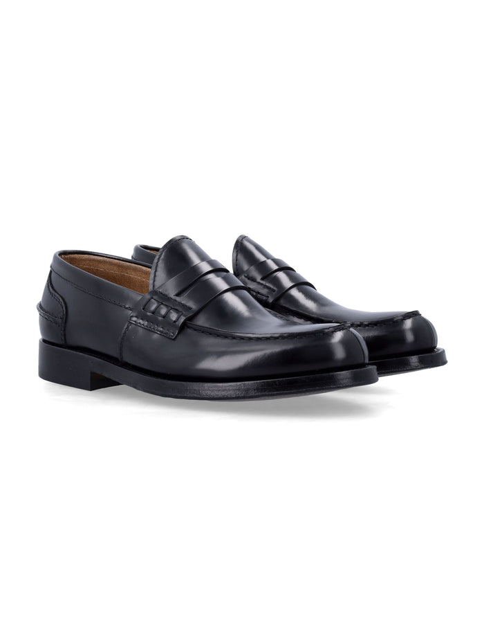 Green George polished leather loafers Nero Wash