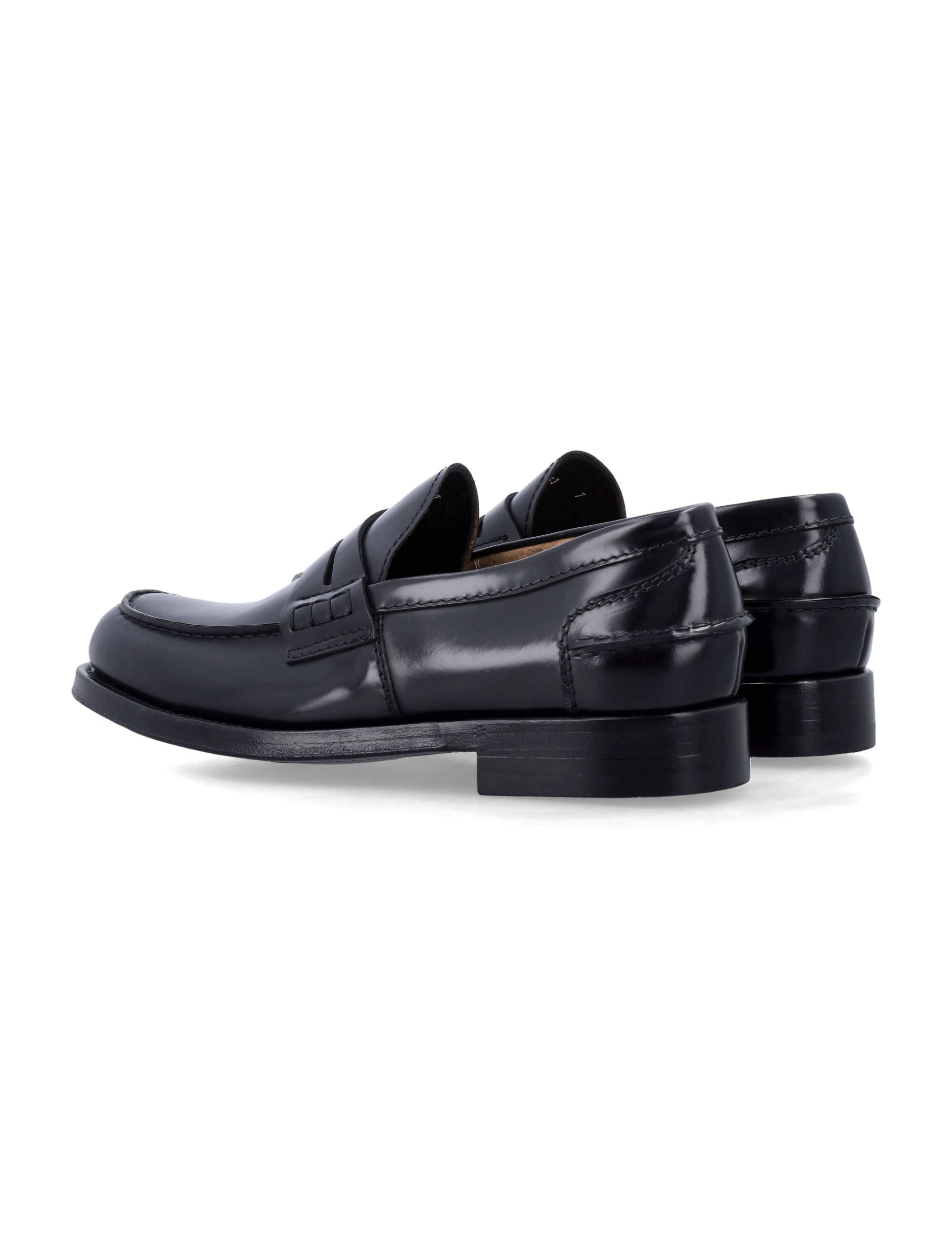 Green George polished leather loafers Nero Wash