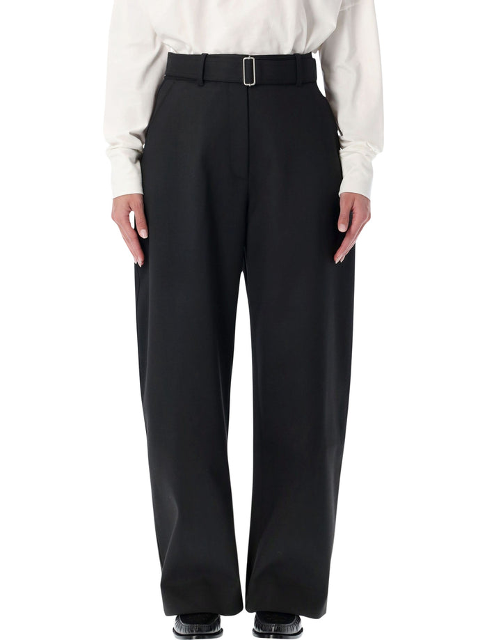 Studio Nicholson Doring Compact Viscose Pants With Belt Black Polyester