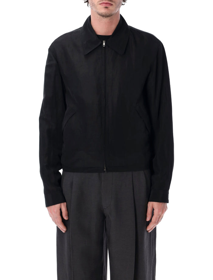 Lemaire Short Blouson Viscose Linen Gabardine Black Jacket