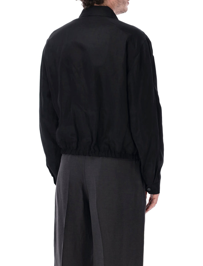 Lemaire Short Blouson Viscose Linen Gabardine Black Jacket