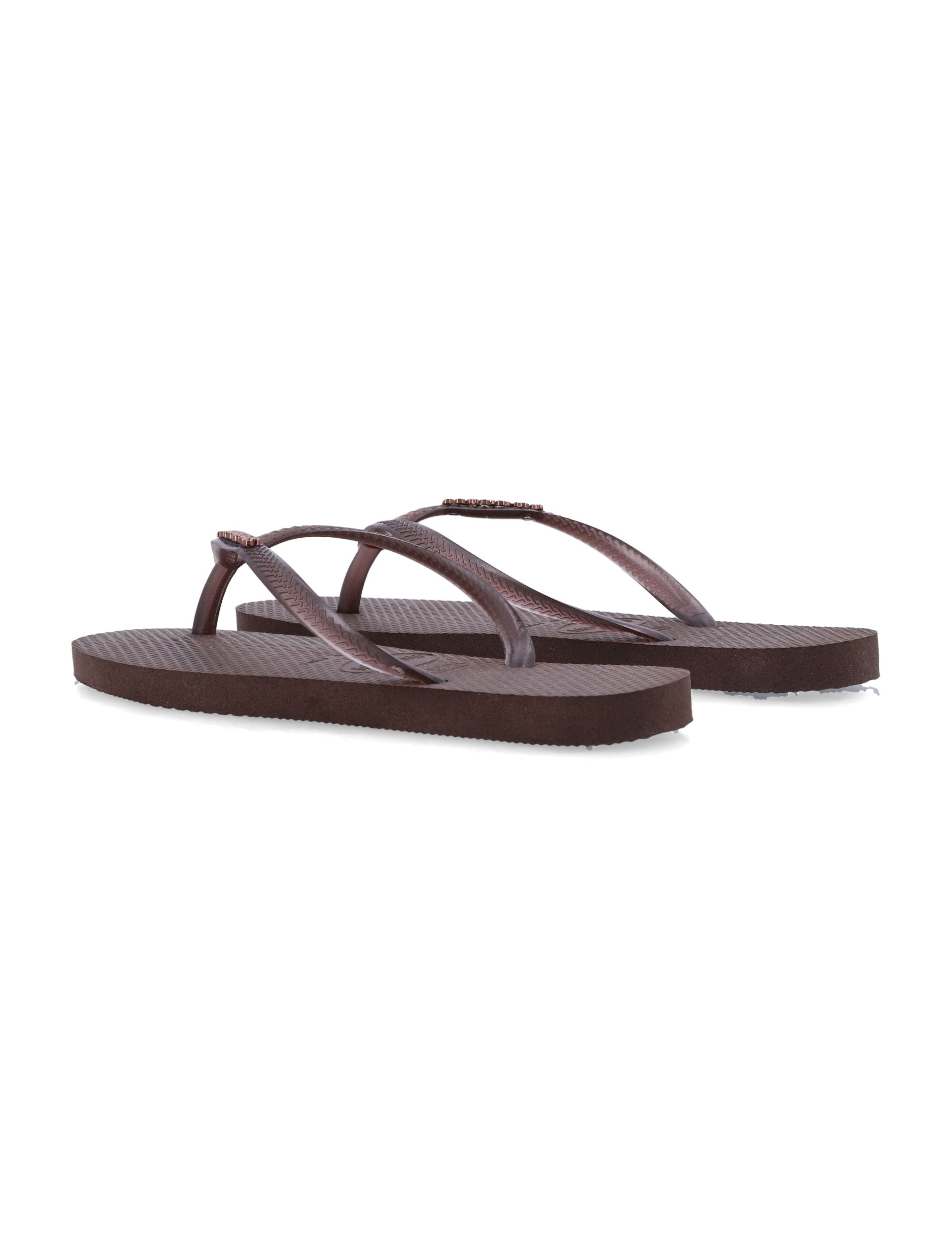Havaianas Slim Split Flip-Flops Dark Brown Pvc Logo Slide