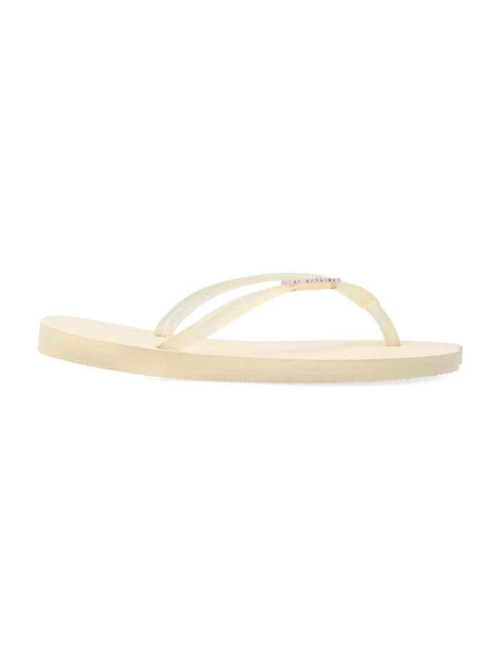 Havaianas Slim Split Flip-Flops Buttercream Pvc Logo Slide