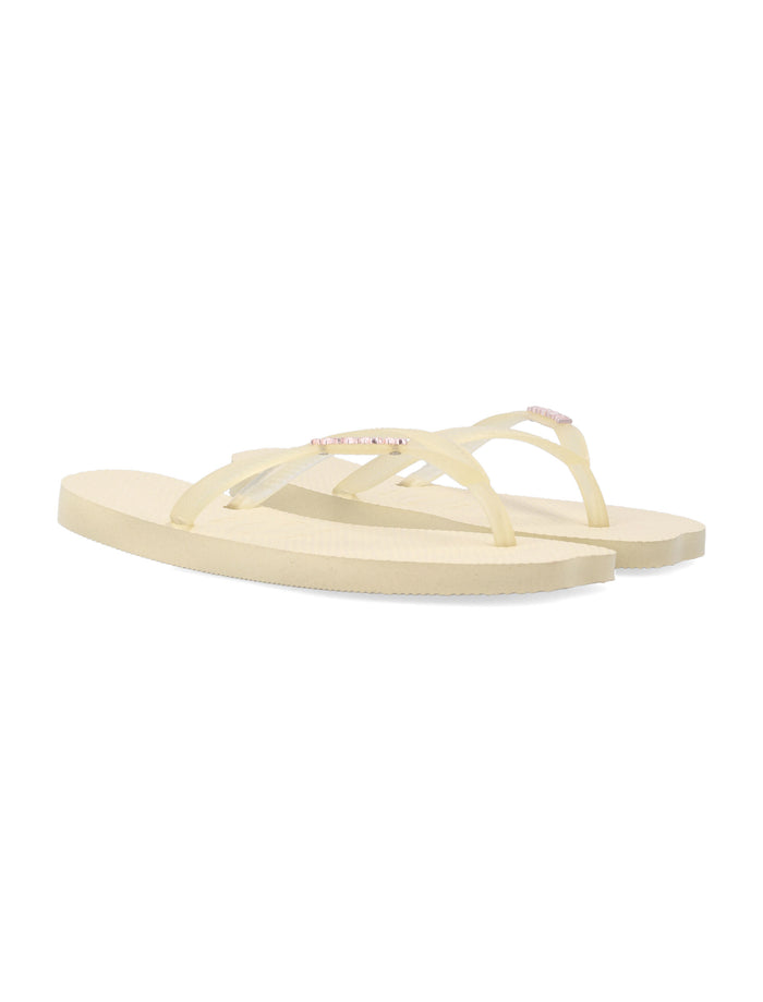 Havaianas Slim Split Flip-Flops Buttercream Pvc Logo Slide