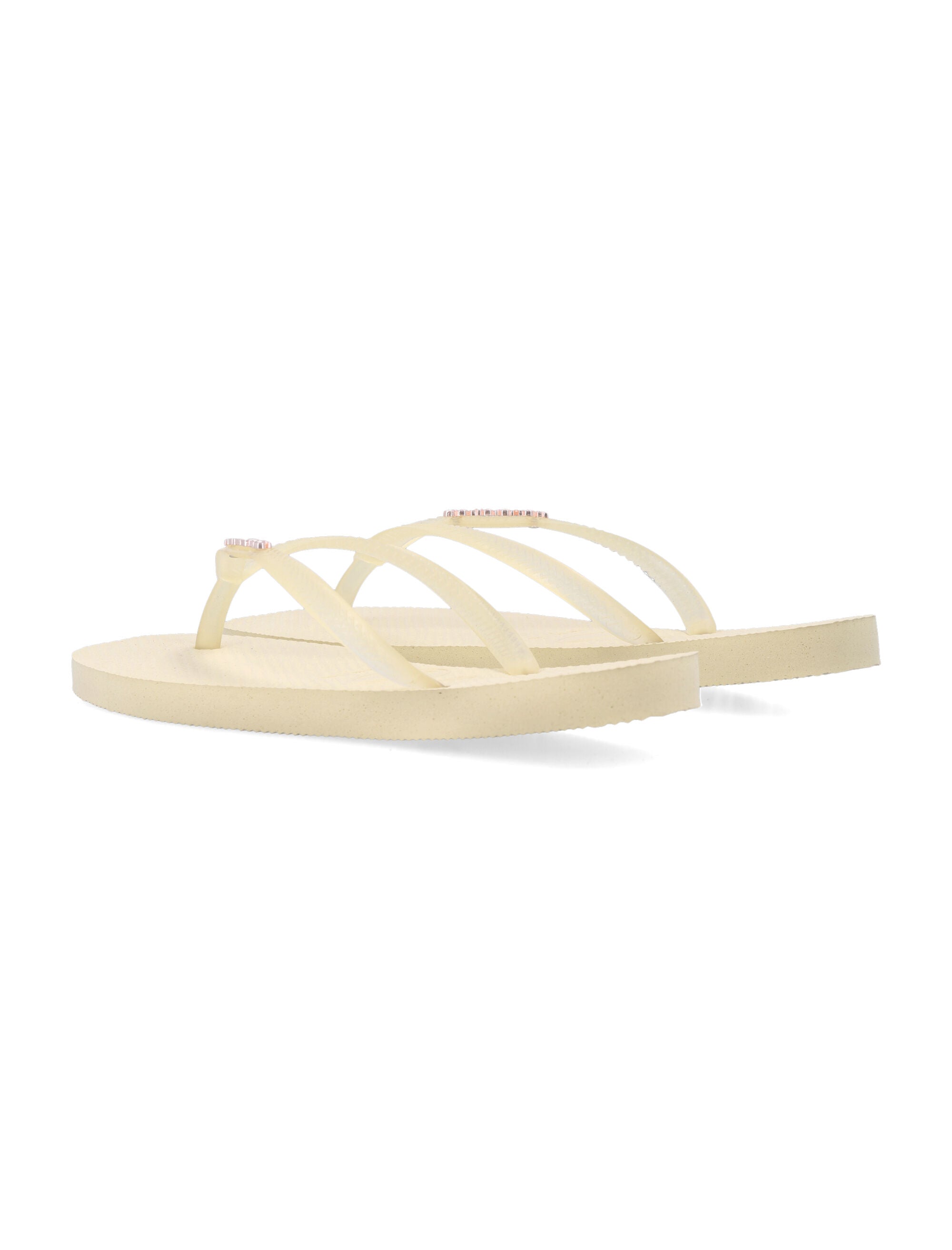 Havaianas Slim Split Flip-Flops Buttercream Pvc Logo Slide