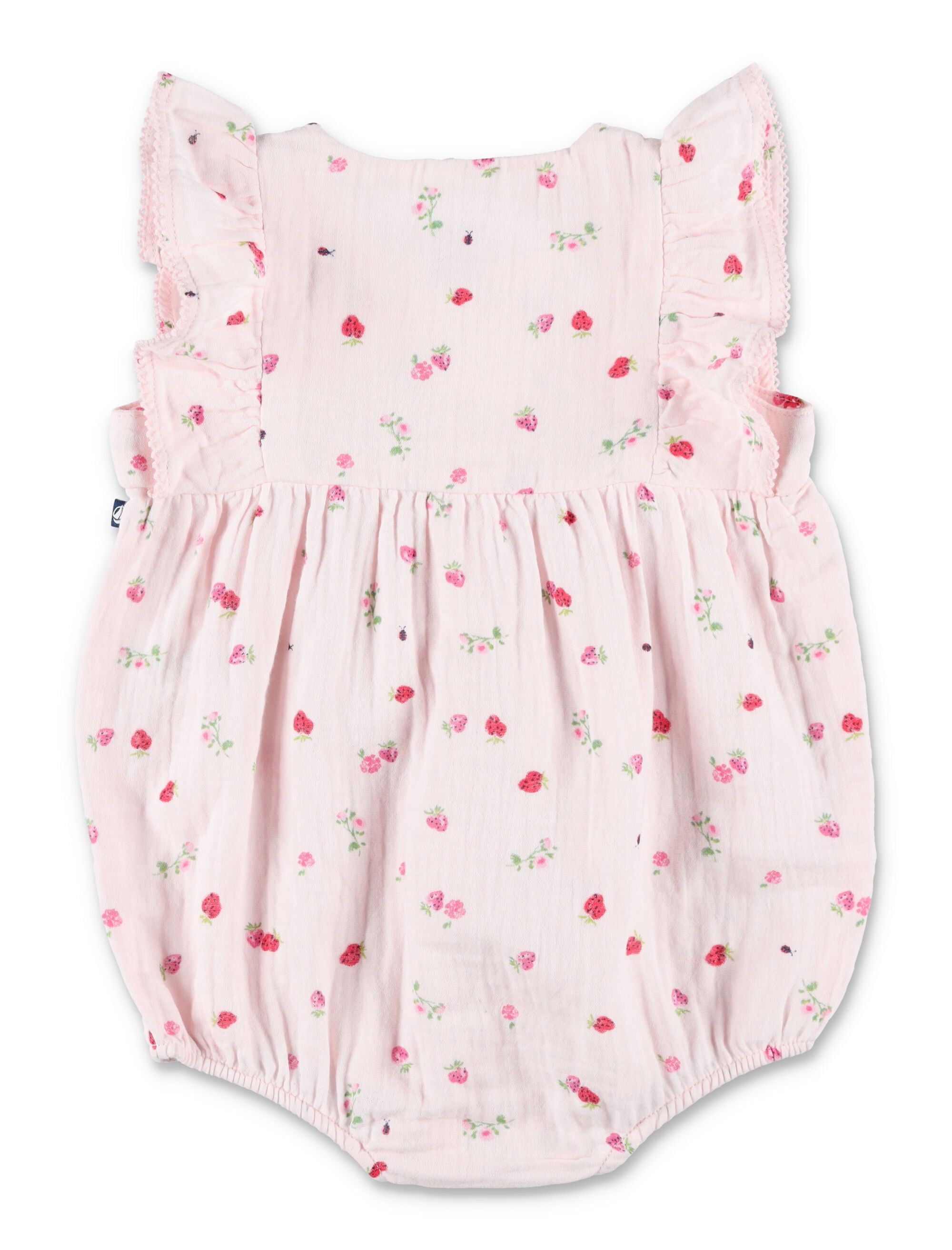 Petit Bateau Floral Cotton Gauze Romper Pink Bodysuit