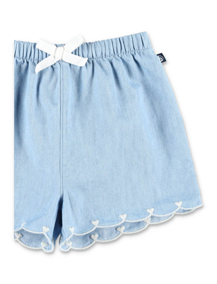 Petit Bateau Chambray baby shorts Blue Cotton