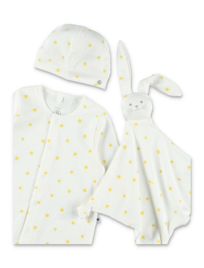 Petit Bateau Sun print newborn gift set White Cotton
