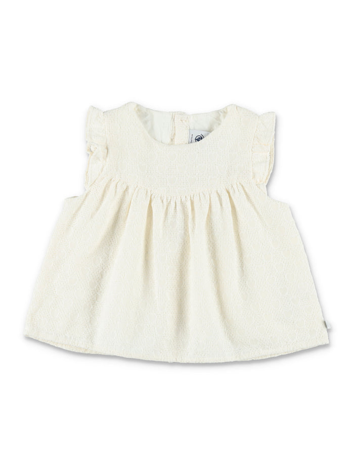Petit Bateau Baby Girl 2-Piece Eyelet Set With Hearts White Cotton
