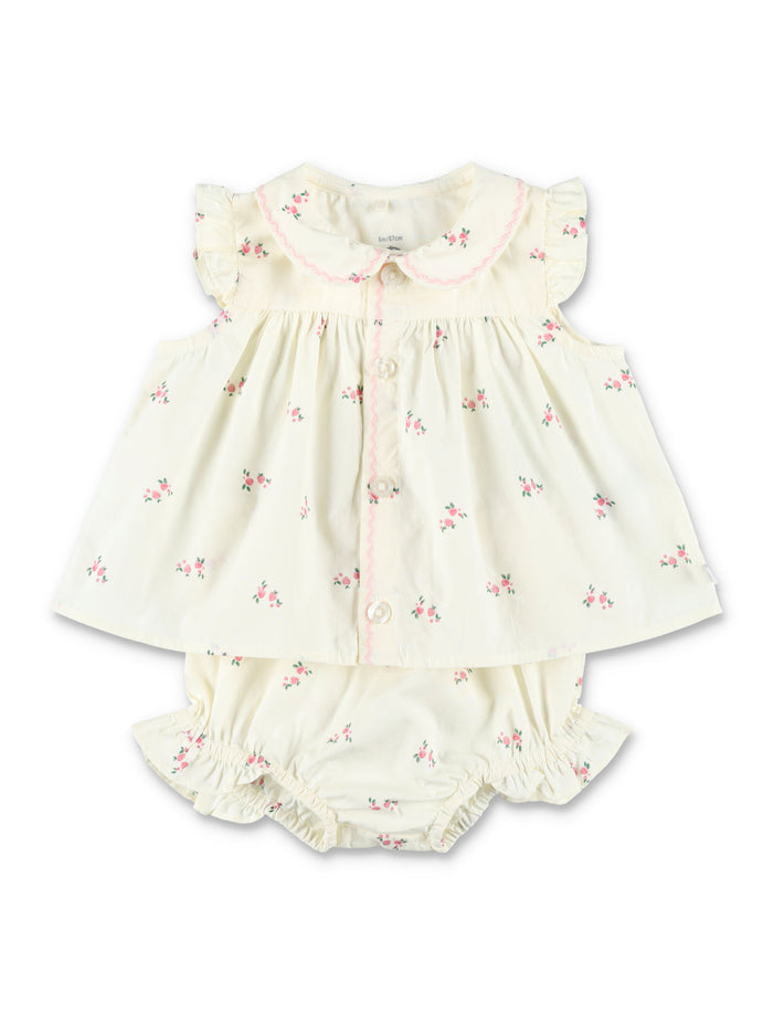 Petit Bateau Baby Floral Set White Cotton
