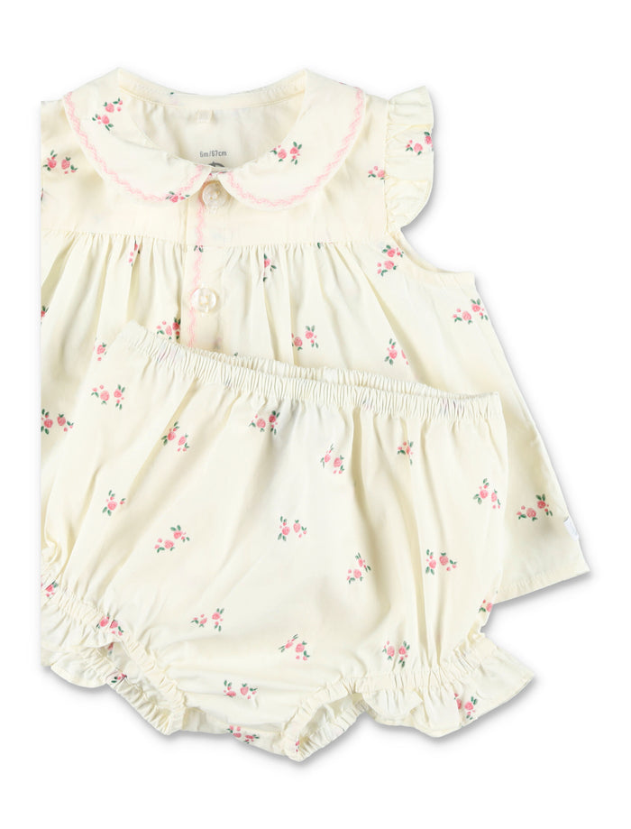 Petit Bateau Baby Floral Set White Cotton
